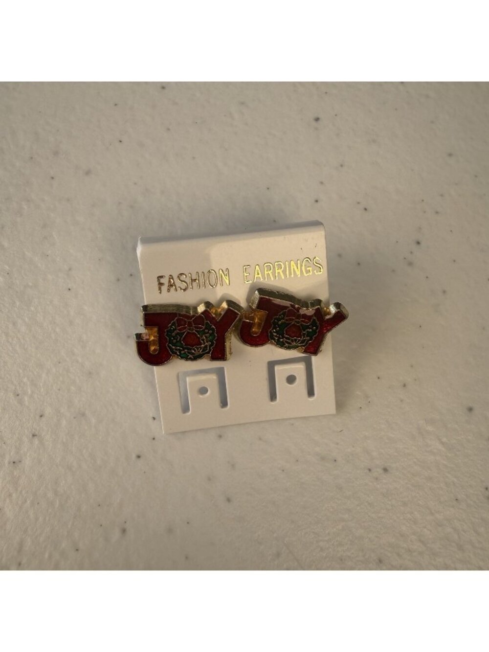 Vintage Joy Wreath Stud Earrings Enameled 80’s Christmas Holiday New